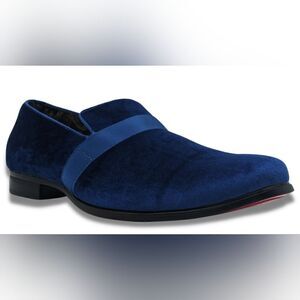 MONTIQUE MEN'S SOLID VELVET COBALT FASHION SLIP-ON SHOE S91.